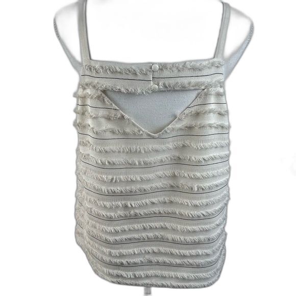 Maeve by Anthropologie Quinn fringe tank Size 14 White Pinstripes Summer - Picture 7 of 10